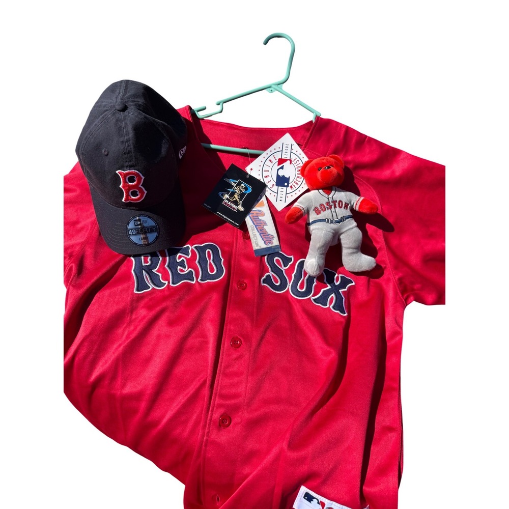 MLB Boston Red Sox Jersey, Hat, Vintage plush bear, New